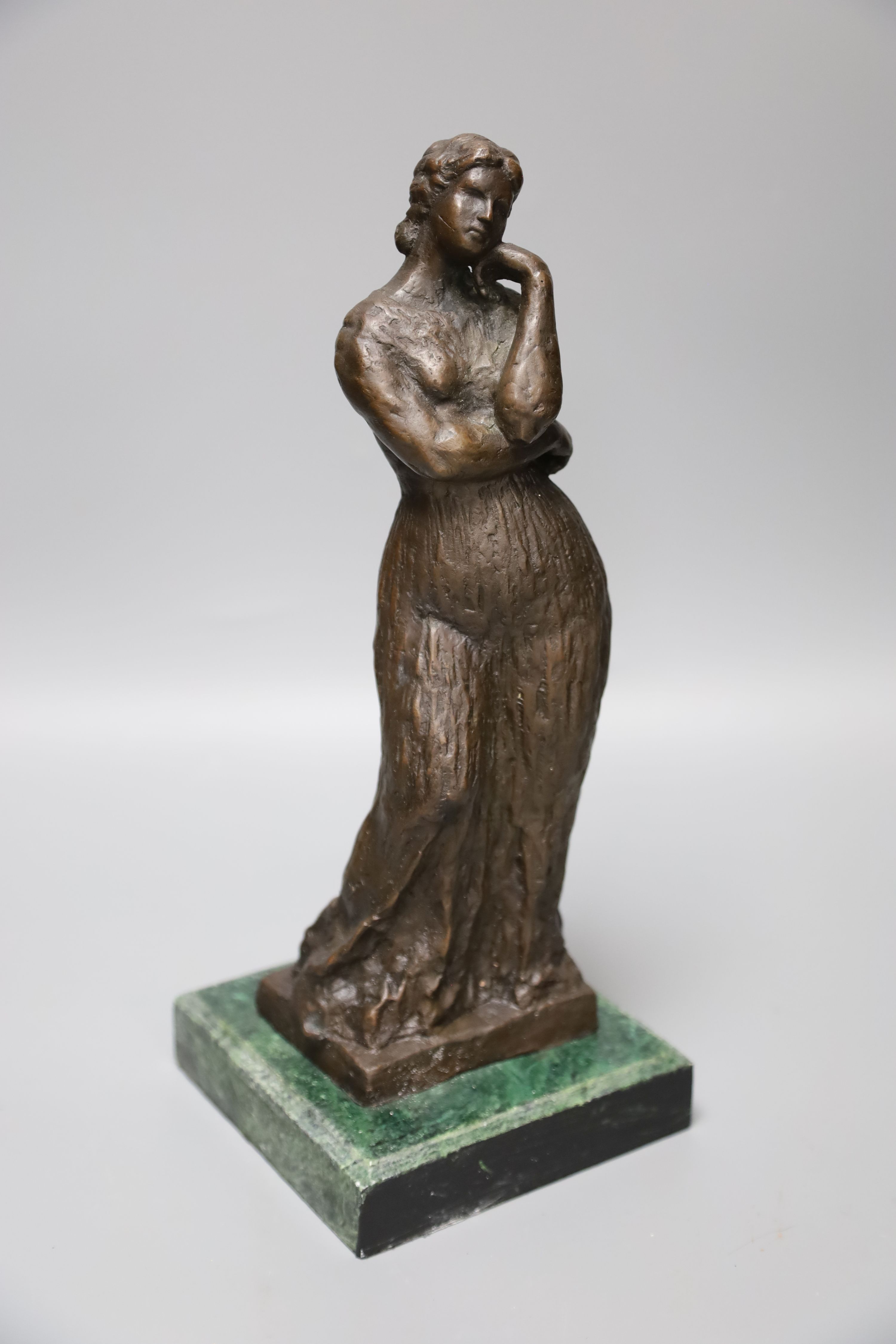 A modern bronze of a lady, signed Bourdelle, on marble base, height 33cm